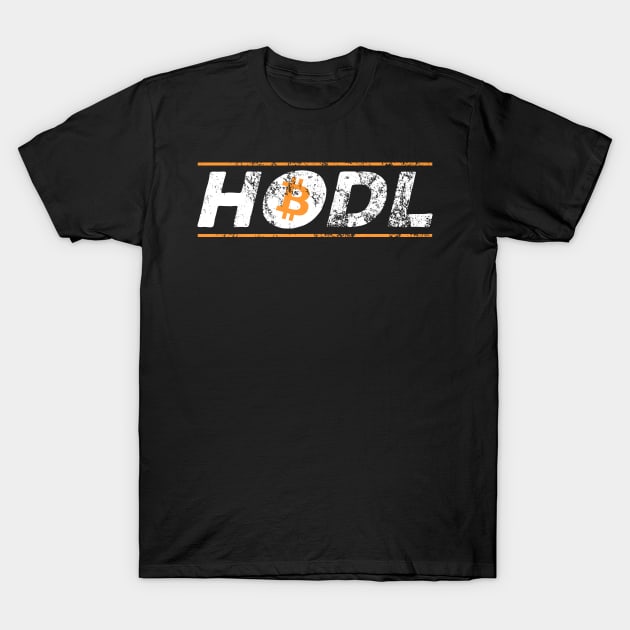 Vintage HODL Bitcoin Crypto Hold BTC Distressed T-Shirt by theperfectpresents